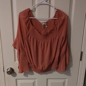H&M Peach Textured Blouse